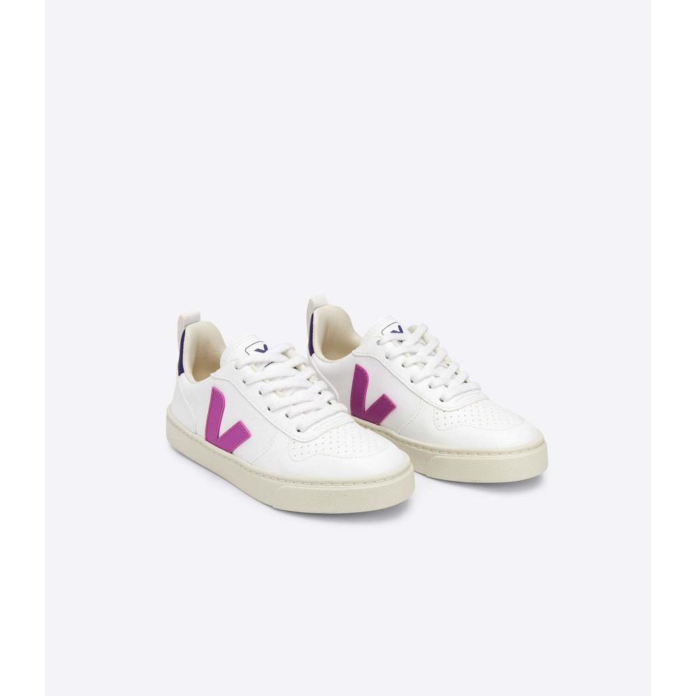 Kids' Veja V-10 LACES CWL Sneakers White/Purple | SG 864UZG